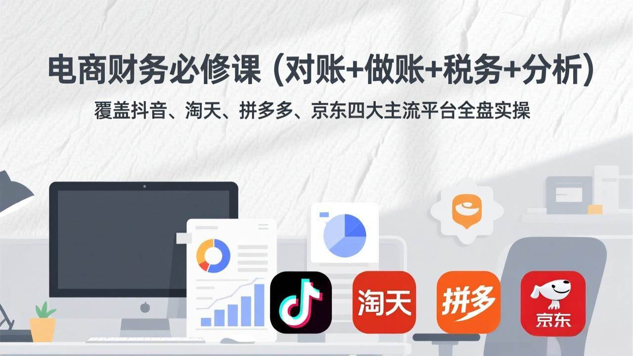 (2.14)电商财务必修课（对账+做账+税务+分析）覆盖抖音、淘天、拼多多、京东四大主流平台全盘实操