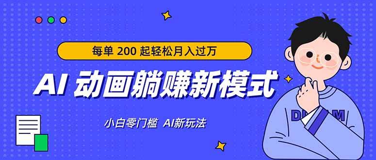 (4.9)AI 动画躺赚新模式，无需经验，每单 200 起轻松月入过万